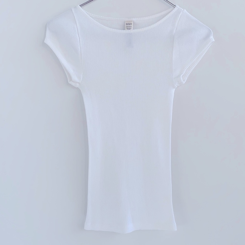 Banana Republic Heavyweight Ribbed Cap Sleeve Tee - Picture 3 of 11
